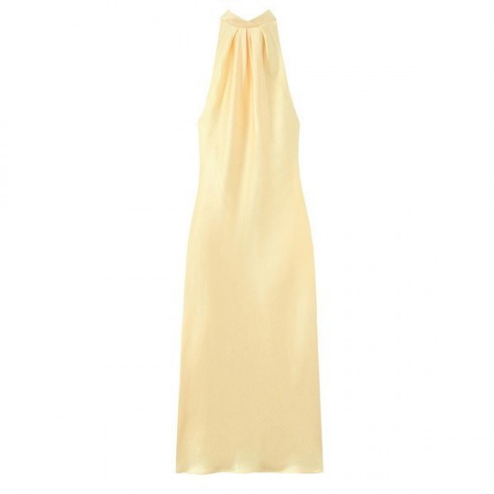 Versatile Satin Slip Midi Dress With Halter