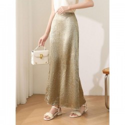 Classic Elegant Acetate Satin High-Waist Maxi Skirt