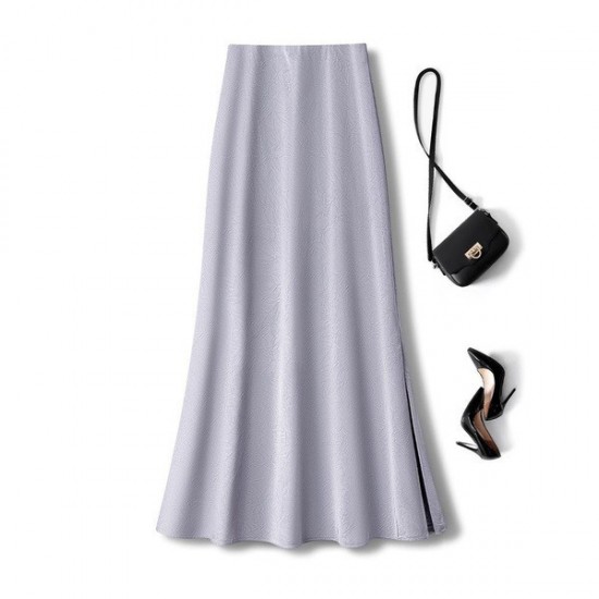 Classic Satin Slit Maxi Skirt With Iced