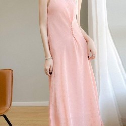 Relaxed Acetate Slip Dress Elegant Satin Midaxi
