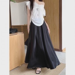 Everyday Satin Acetate High-Waisted A-Line Skirt With