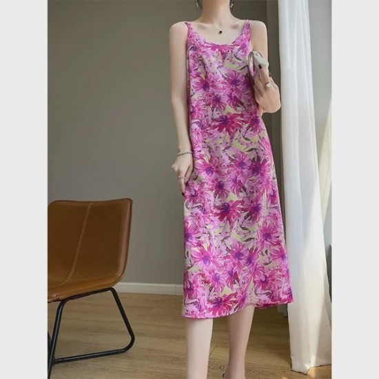 Modern Satin Slip Dress with Floral Lace