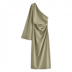 Versatile Satin Slip Dress With Asymmetric Neckline
