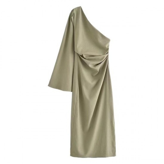 Versatile Satin Slip Dress With Asymmetric Neckline