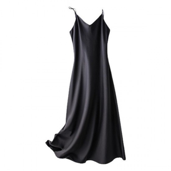 Relaxed Silk Satin Slip Dress - Elegant
