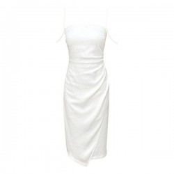 Modern Elegant Ruffle Satin Slip Dress Slim