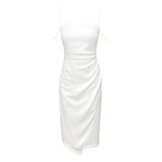 Modern Elegant Ruffle Satin Slip Dress Slim