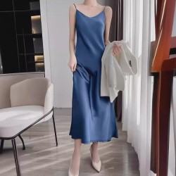 Versatile Elegant Satin Slip Dress With Acetate