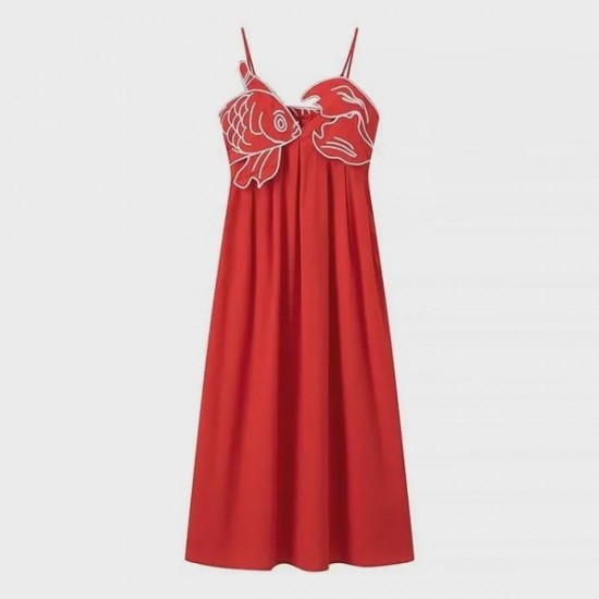 Versatile Summer Dress With V-Neck Embroidered Satin