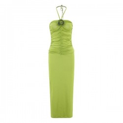 Relaxed Backless Summer Maxi Dress Satin Slip