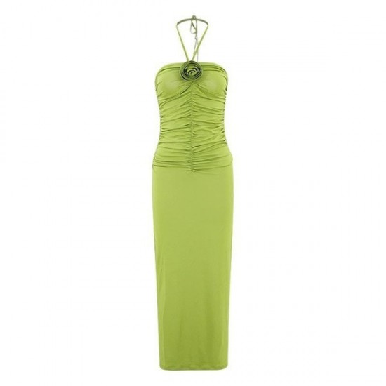 Relaxed Backless Summer Maxi Dress Satin Slip