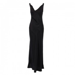 Practical Summer Satin Slip Dress Backless Black