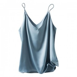 Relaxed V-Neck Silk Camisole Top For