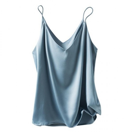 Relaxed V-Neck Silk Camisole Top For