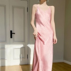 Versatile Satin Ruched V-Neck Slip Dress With