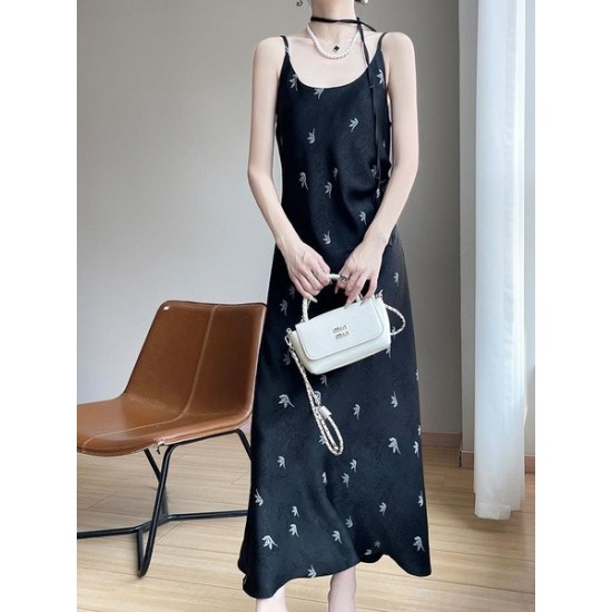 Everyday Satin Slip Dress With U-Neckline And