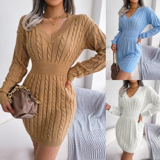 Classic Twist Knit Sweater Dress