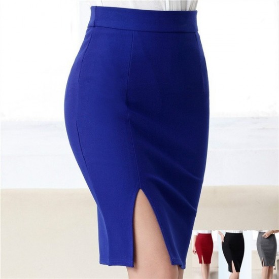 Comfort Office Elegant Pencil Skirt withSide Slit