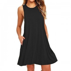 Comfort Sleeveless Pockets Tank Dress