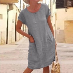 Relaxed Cotton Midi Dresses Plus Size