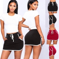Comfort Striped Stitched Mini Skirt